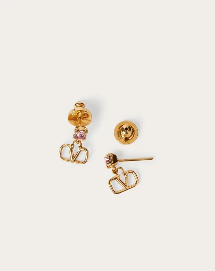 Valentino Jewelry Woman Vlogo Signature Earrings In Metal And Swarovski Crystals For Woman In Gold Gold Valentino Jewelry Woman Vlogo Signature Earrings In Metal And Swarovski Crystals For Woman In Gold Gold