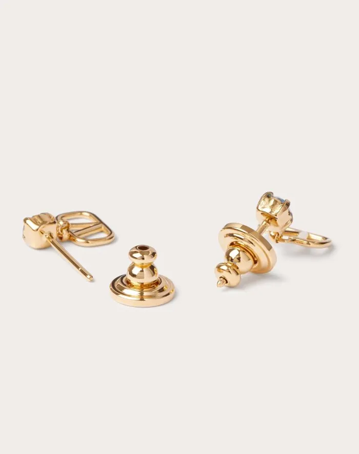 Valentino Jewelry Woman Vlogo Signature Earrings In Metal And Swarovski Crystals For Woman In Goldpink Goldpink Valentino Jewelry Woman Vlogo Signature Earrings In Metal And Swarovski Crystals For Woman In Goldpink Goldpink