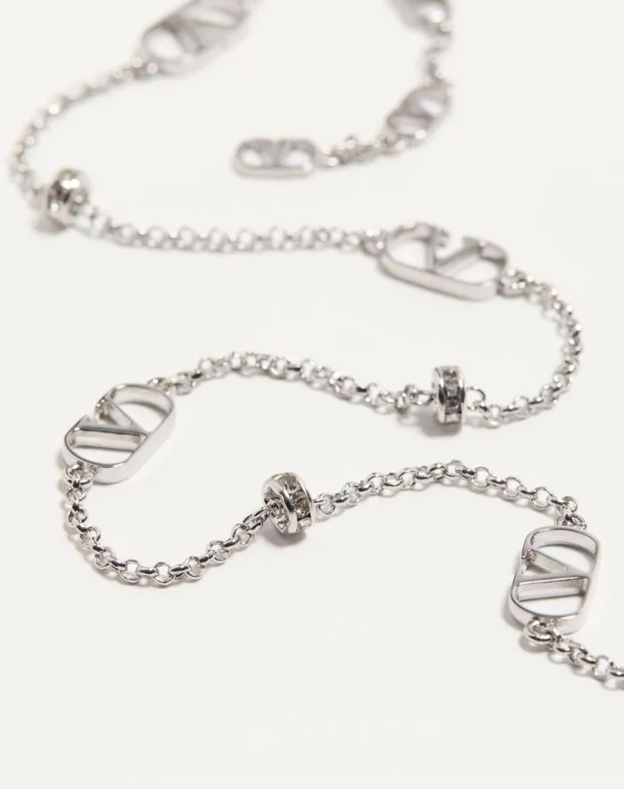 Valentino Jewelry Woman Vlogo Signature Metal And Crystal Necklace For Woman In Palladiumcrystal Palladiumcrystal Valentino Jewelry Woman Vlogo Signature Metal And Crystal Necklace For Woman In Palladiumcrystal Palladiumcrystal
