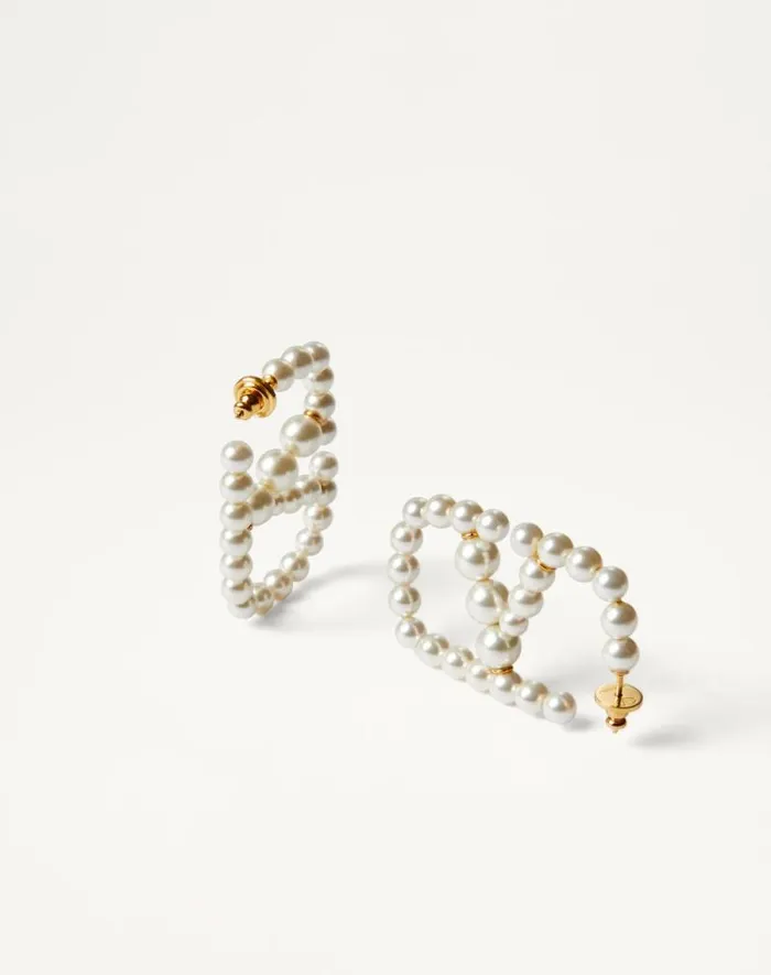 Valentino Jewelry Woman Vlogo Signature Metal And Resin Earrings For Woman In Gold Gold Valentino Jewelry Woman Vlogo Signature Metal And Resin Earrings For Woman In Gold Gold