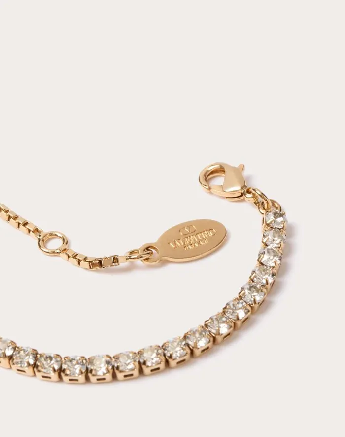 Valentino Jewelry Woman Vlogo Signature Metal And Swarovski Crystal Bracelet For Woman In Gold Gold