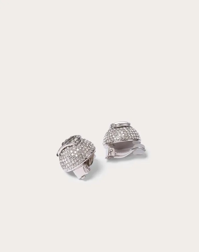 Valentino Jewelry Woman Vlogo Signature Metal And Swarovski Crystal Earrings For Woman In Gold Gold