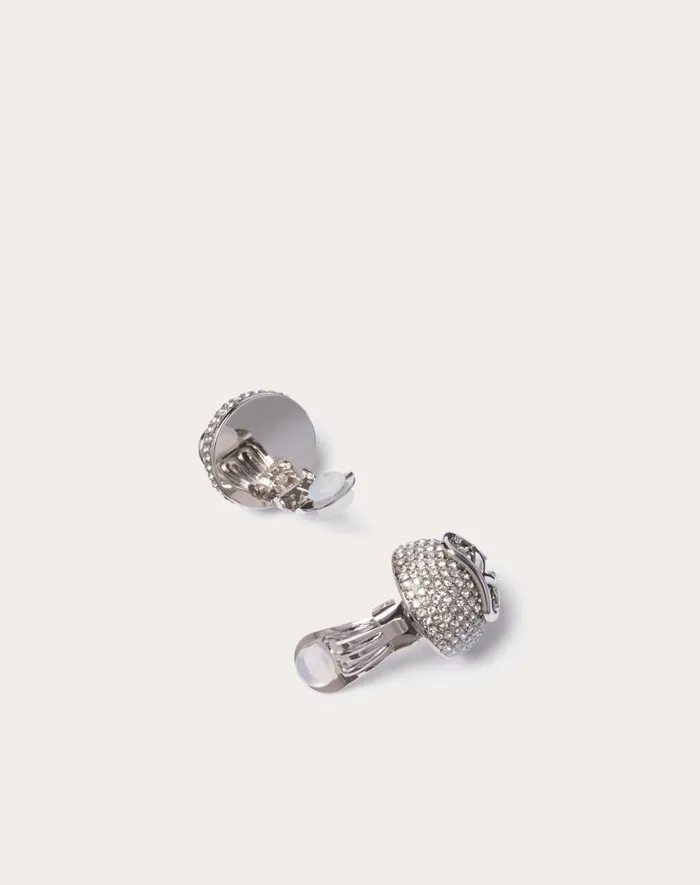 Valentino Jewelry Woman Vlogo Signature Metal And Swarovski Crystal Earrings For Woman In Gold Gold