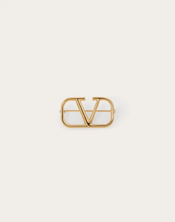 Valentino Jewelry Woman Vlogo Signature Metal Brooch For Woman In Gold Gold