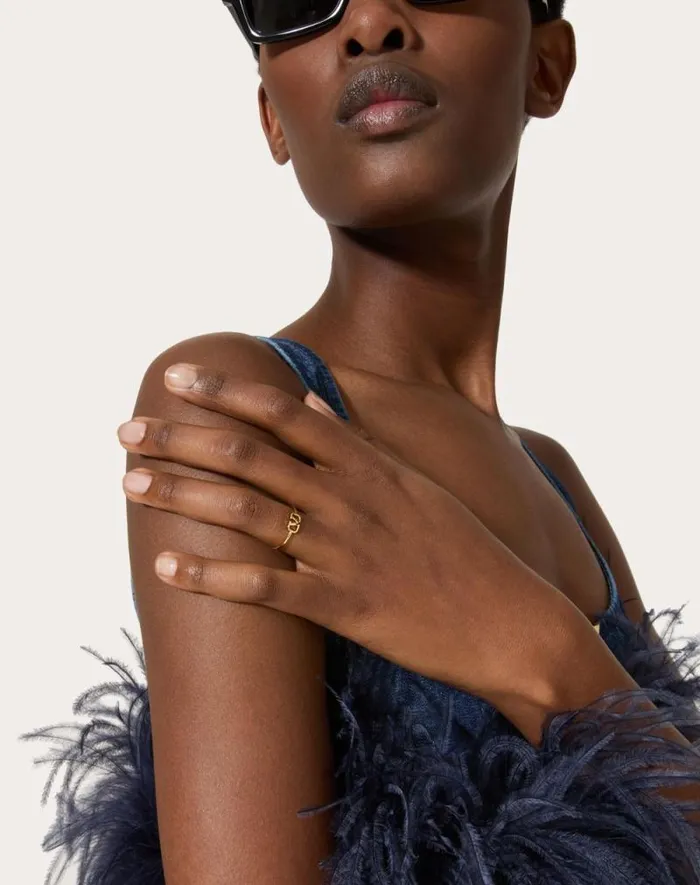 Valentino Jewelry Woman Vlogo Signature Metal Ring For Woman In Gold Gold Valentino Jewelry Woman Vlogo Signature Metal Ring For Woman In Gold Gold