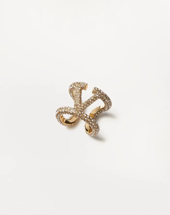 Valentino Jewelry Woman Vlogo Signature Ring In Metal And Swarovski Crystals For Woman In Goldcrystal Goldcrystal Valentino Jewelry Woman Vlogo Signature Ring In Metal And Swarovski Crystals For Woman In Goldcrystal Goldcrystal