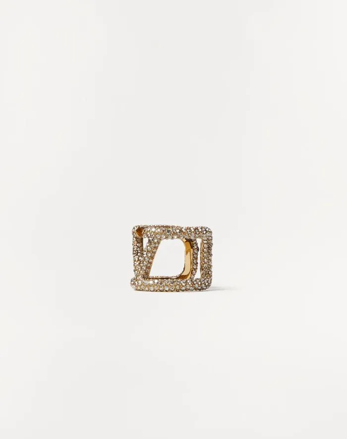 Valentino Jewelry Woman Vlogo Signature Ring In Metal And Swarovski Crystals For Woman In Goldcrystal Goldcrystal Valentino Jewelry Woman Vlogo Signature Ring In Metal And Swarovski Crystals For Woman In Goldcrystal Goldcrystal