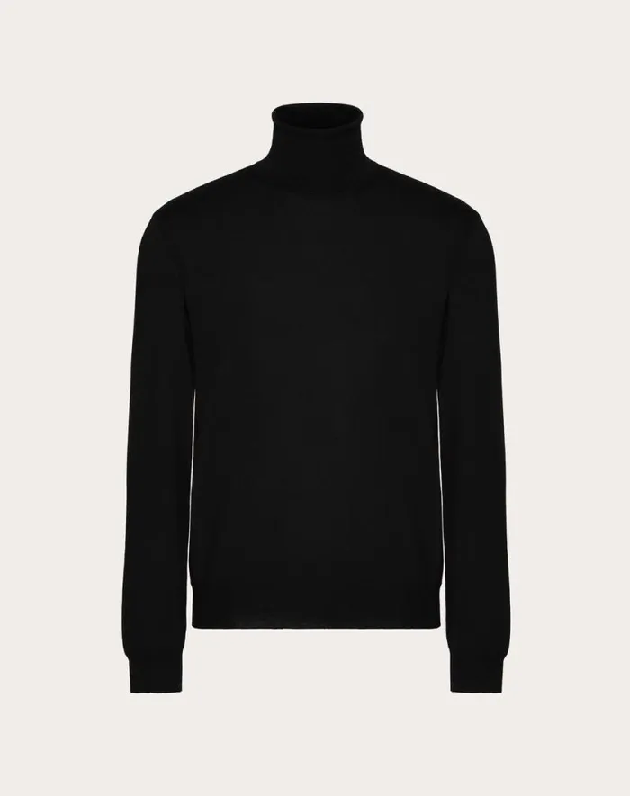 Valentino Knitwear Man Highneck Wool Sweater With Vlogo Signature Embroidery For Man In Maroon Maroon Valentino Knitwear Man Highneck Wool Sweater With Vlogo Signature Embroidery For Man In Maroon Maroon