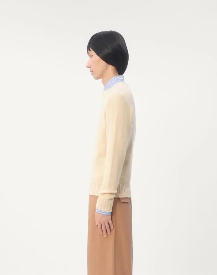 Valentino Knitwear Man Shetland Wool Crewneck Sweater With Vlogo Embroidery For Man In Orange Orange