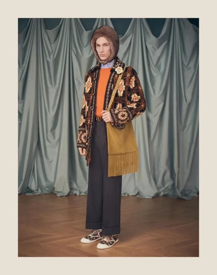 Valentino Knitwear Man Shetland Wool Crewneck Sweater With Vlogo Embroidery For Man In Orange Orange