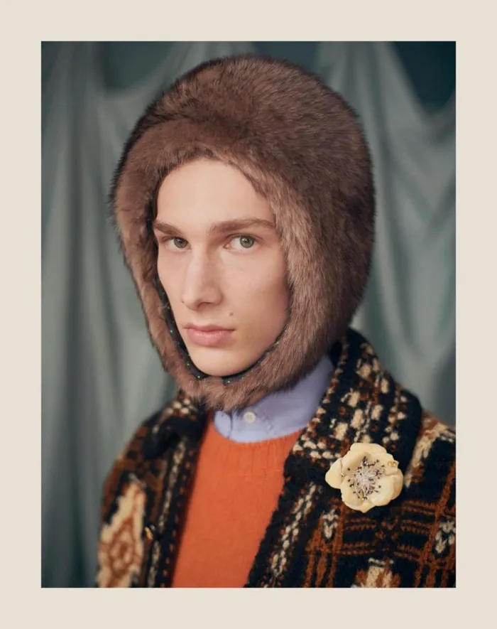 Valentino Knitwear Man Shetland Wool Crewneck Sweater With Vlogo Embroidery For Man In Orange Orange