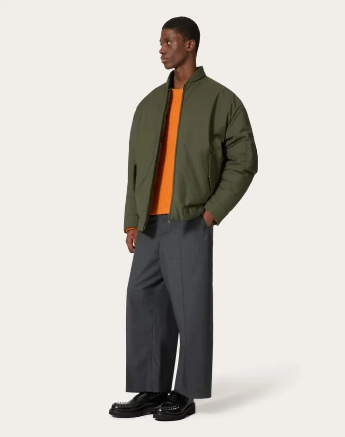 Valentino Knitwear Man Wool Crewneck Sweater For Man In Dark Green Dark Green