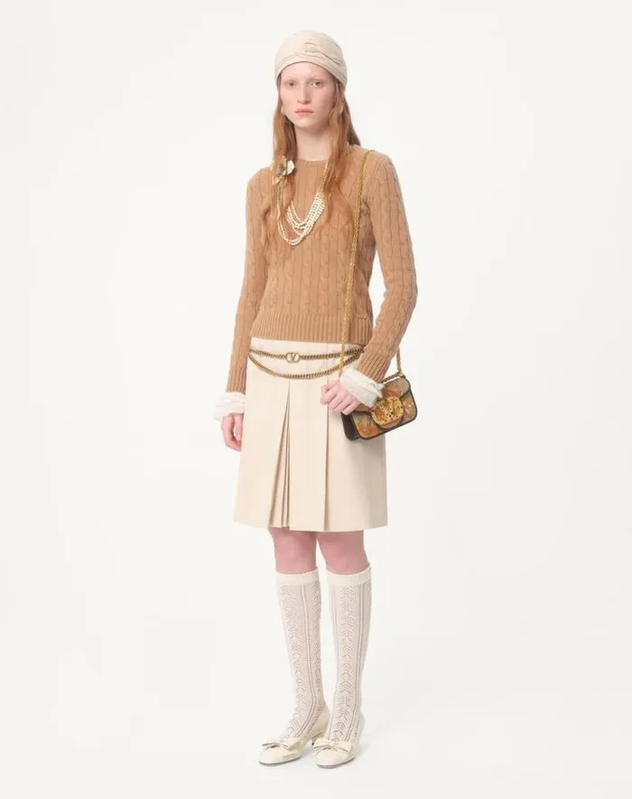 Valentino Knitwear Woman Cashmere Sweater For Woman In Camelivory Camelivory