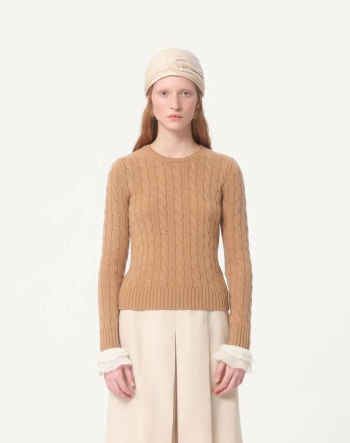 Valentino Knitwear Woman Cashmere Sweater For Woman In Camelivory Camelivory