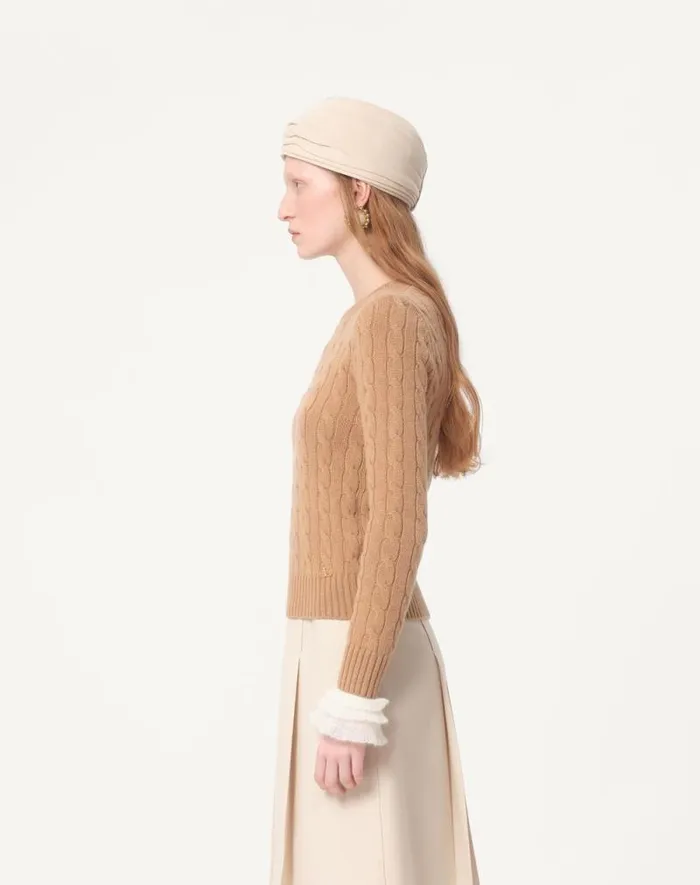 Valentino Knitwear Woman Cashmere Sweater For Woman In Camelivory Camelivory
