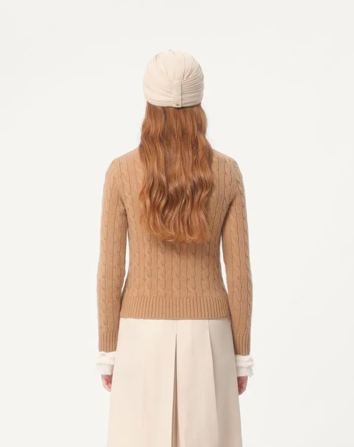 Valentino Knitwear Woman Cashmere Sweater For Woman In Camelivory Camelivory