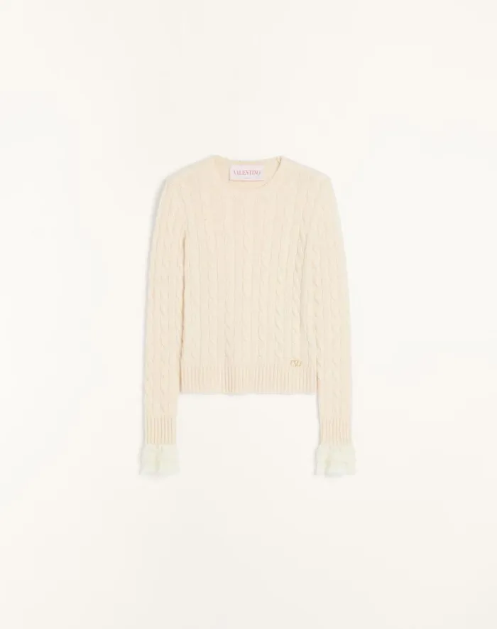 Valentino Knitwear Woman Cashmere Sweater For Woman In Camelivory Camelivory