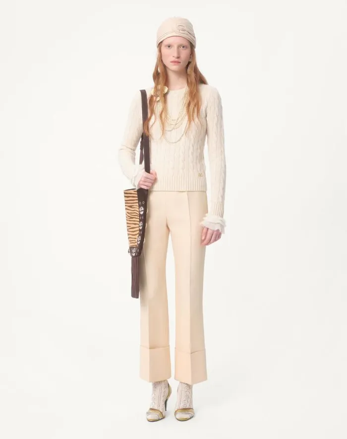 Valentino Knitwear Woman Cashmere Sweater For Woman In Camelivory Camelivory