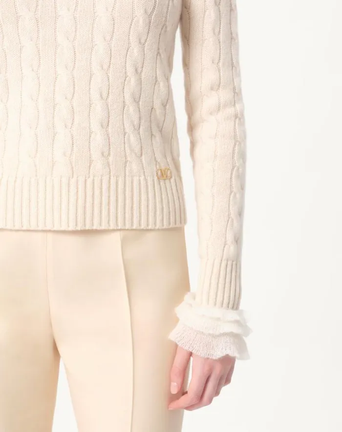 Valentino Knitwear Woman Cashmere Sweater For Woman In Camelivory Camelivory