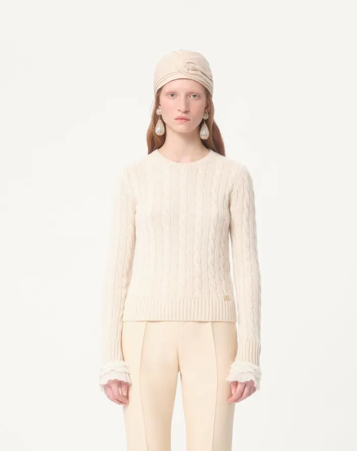 Valentino Knitwear Woman Cashmere Sweater For Woman In Camelivory Camelivory