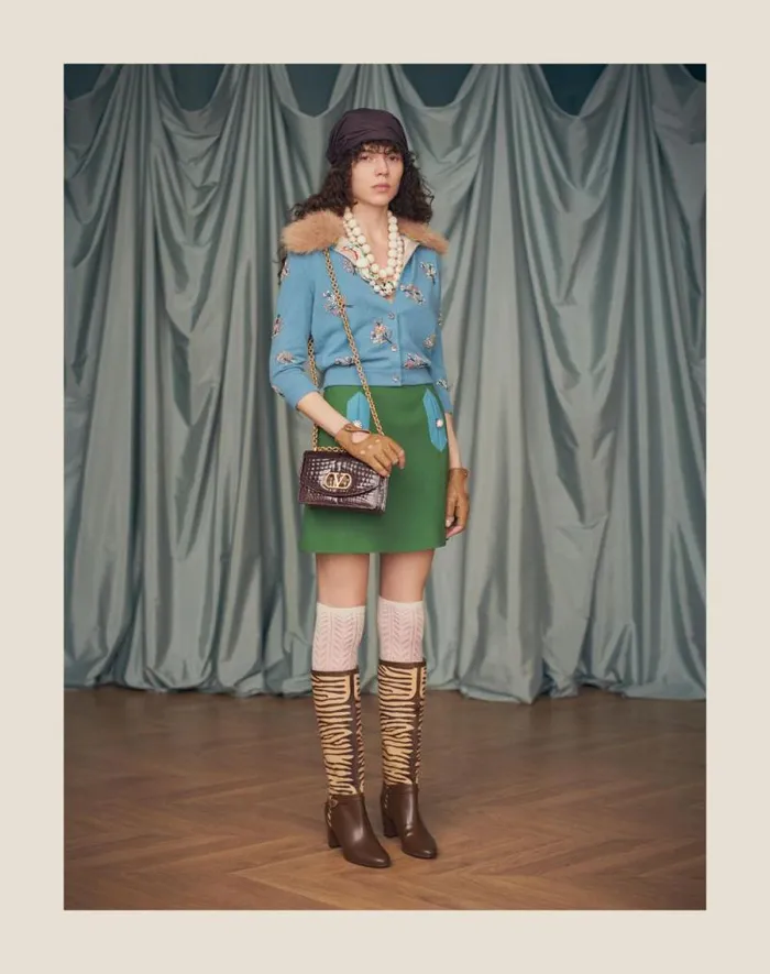 Valentino Knitwear Woman Embroidered Wool Cardigan For Woman In Celestial Blue Celestial Blue