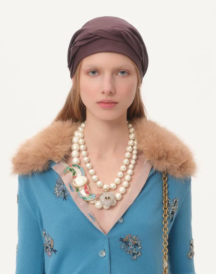 Valentino Knitwear Woman Embroidered Wool Cardigan For Woman In Celestial Blue Celestial Blue