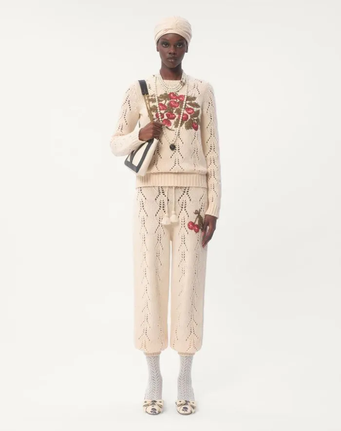Valentino Knitwear Woman Embroidered Wool Sweater For Woman In Multicolor Multicolor