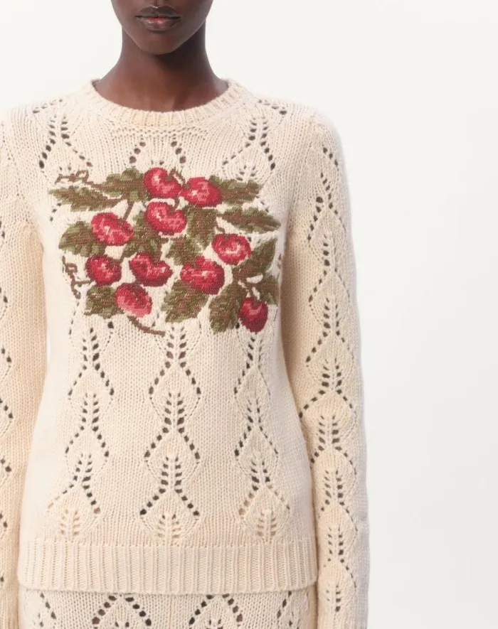 Valentino Knitwear Woman Embroidered Wool Sweater For Woman In Multicolor Multicolor