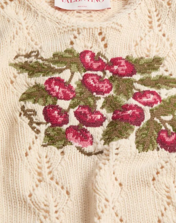 Valentino Knitwear Woman Embroidered Wool Sweater For Woman In Multicolor Multicolor