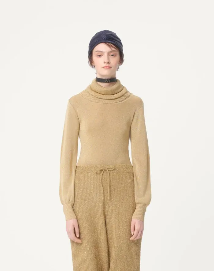 Valentino Knitwear Woman Lurex Sweater For Woman In Pink Pink Valentino Knitwear Woman Lurex Sweater For Woman In Pink Pink