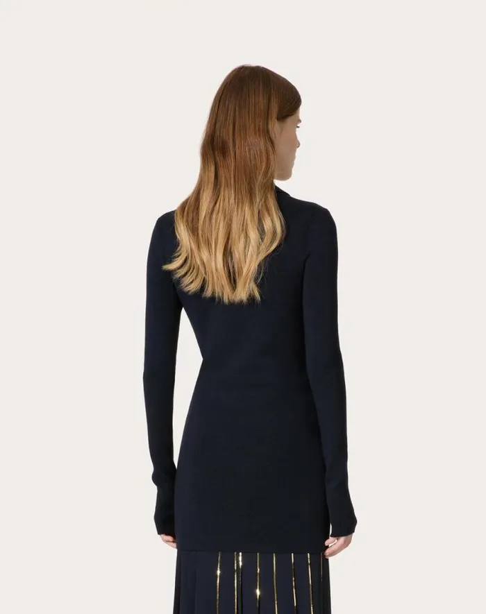 Valentino Knitwear Woman Silk Cashmere Sweater For Woman In Navy Navy