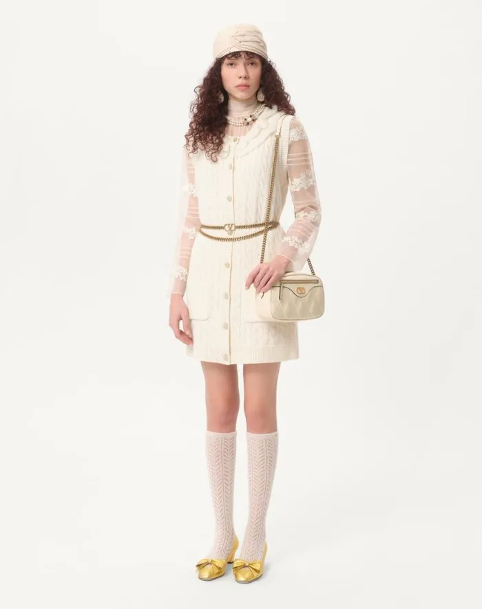 Valentino Knitwear Woman Wool Cardigan For Woman In Latte Latte Valentino Knitwear Woman Wool Cardigan For Woman In Latte Latte