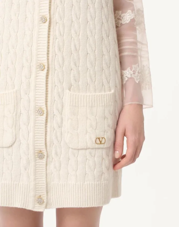 Valentino Knitwear Woman Wool Cardigan For Woman In Latte Latte Valentino Knitwear Woman Wool Cardigan For Woman In Latte Latte