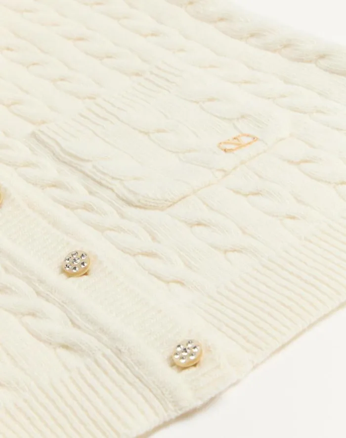 Valentino Knitwear Woman Wool Cardigan For Woman In Latte Latte Valentino Knitwear Woman Wool Cardigan For Woman In Latte Latte
