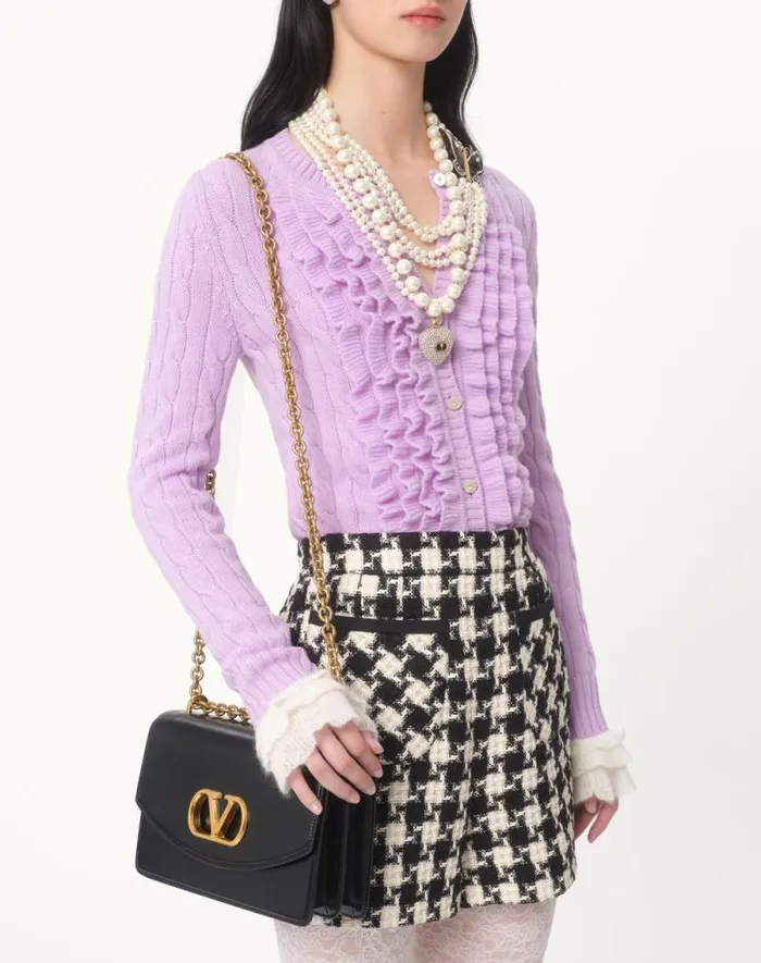 Valentino Knitwear Woman Wool Cardigan For Woman In Lilac Lilac Valentino Knitwear Woman Wool Cardigan For Woman In Lilac Lilac