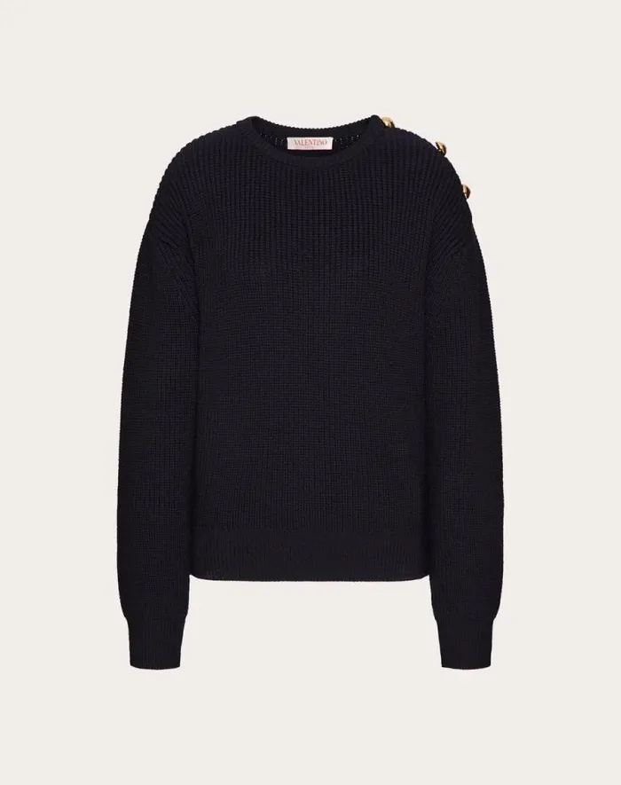 Valentino Knitwear Woman Wool Sweater For Woman In Navy Navy