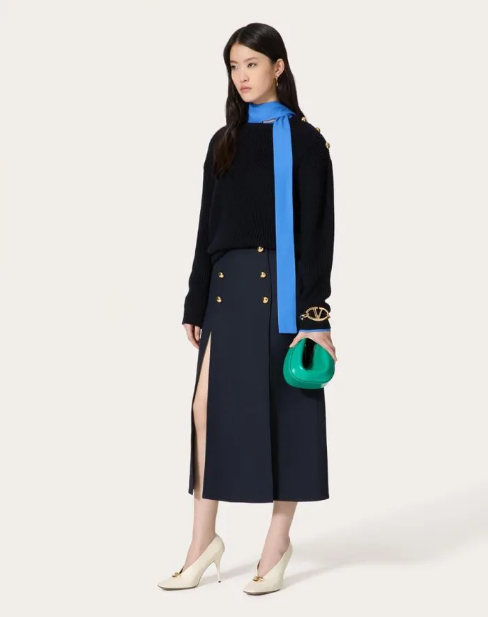 Valentino Knitwear Woman Wool Sweater For Woman In Navy Navy