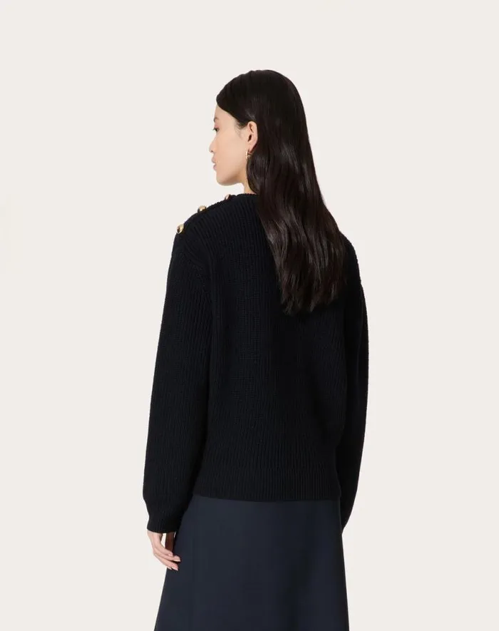 Valentino Knitwear Woman Wool Sweater For Woman In Navy Navy