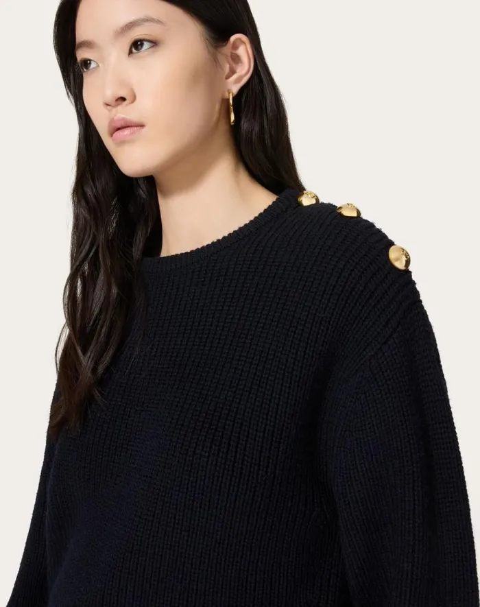 Valentino Knitwear Woman Wool Sweater For Woman In Navy Navy