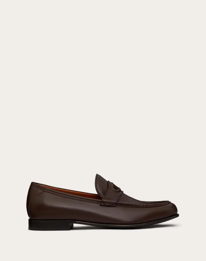Valentino Laceups And Loafers Man Vlogo The Bold Edition Calfskin Leather Loafer For Man In Black Black