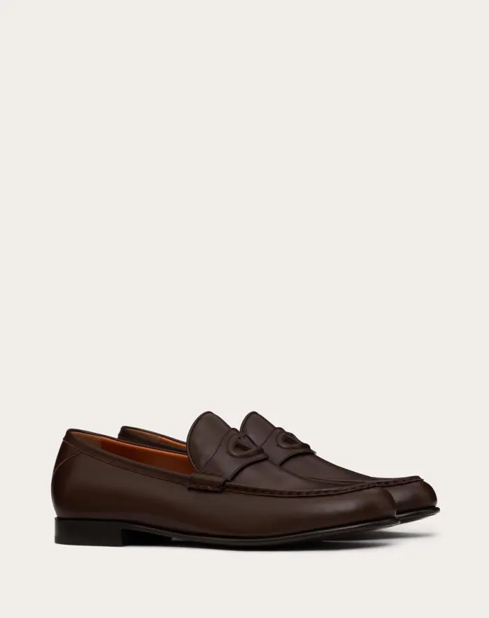 Valentino Laceups And Loafers Man Vlogo The Bold Edition Calfskin Leather Loafer For Man In Black Black