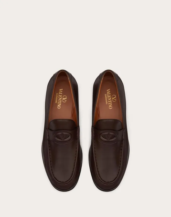 Valentino Laceups And Loafers Man Vlogo The Bold Edition Calfskin Leather Loafer For Man In Black Black