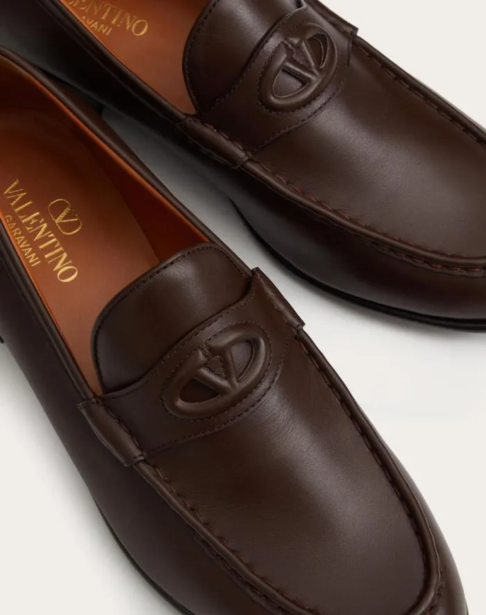 Valentino Laceups And Loafers Man Vlogo The Bold Edition Calfskin Leather Loafer For Man In Black Black