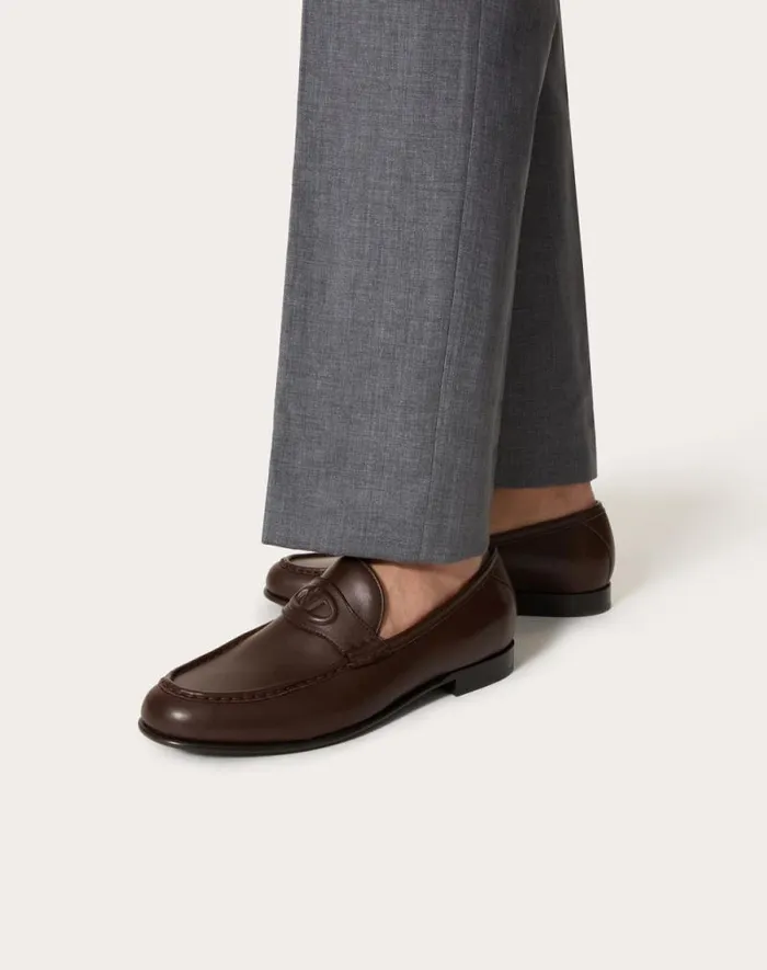 Valentino Laceups And Loafers Man Vlogo The Bold Edition Calfskin Leather Loafer For Man In Black Black