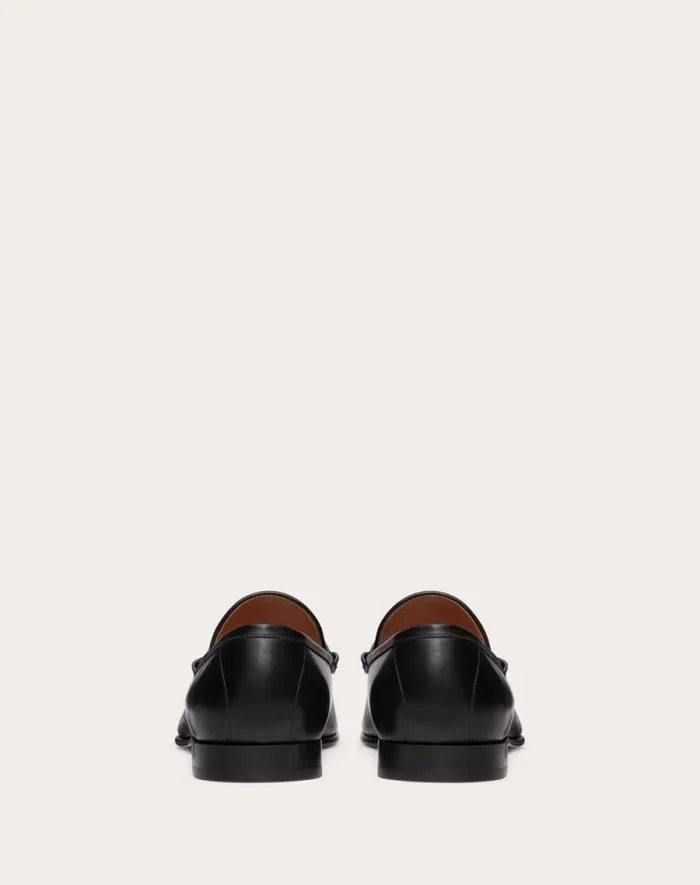 Valentino Laceups And Loafers Man Vlogo The Bold Edition Calfskin Leather Loafer For Man In Black Black