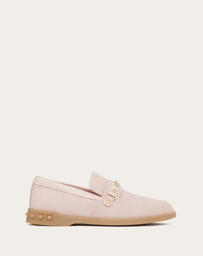 Valentino Loafers And Oxfords Woman Leisure Flows Split Leather Loafer For Woman In Rose Quartz Rose Quartz Valentino Loafers And Oxfords Woman Leisure Flows Split Leather Loafer For Woman In Rose Quartz Rose Quartz