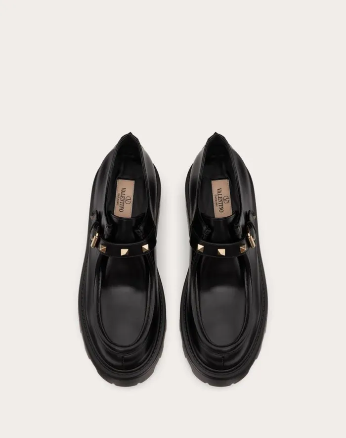 Valentino Loafers And Oxfords Woman Rockstud Single Monk Strap In Calfskin 55mm For Woman In Black Black Valentino Loafers And Oxfords Woman Rockstud Single Monk Strap In Calfskin 55mm For Woman In Black Black