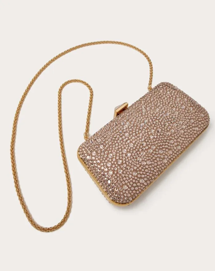 Valentino Mini Bags Woman Carry Secrets Rhinestone Minaudiere For Woman In Beigecrystal Beigecrystal Valentino Mini Bags Woman Carry Secrets Rhinestone Minaudiere For Woman In Beigecrystal Beigecrystal