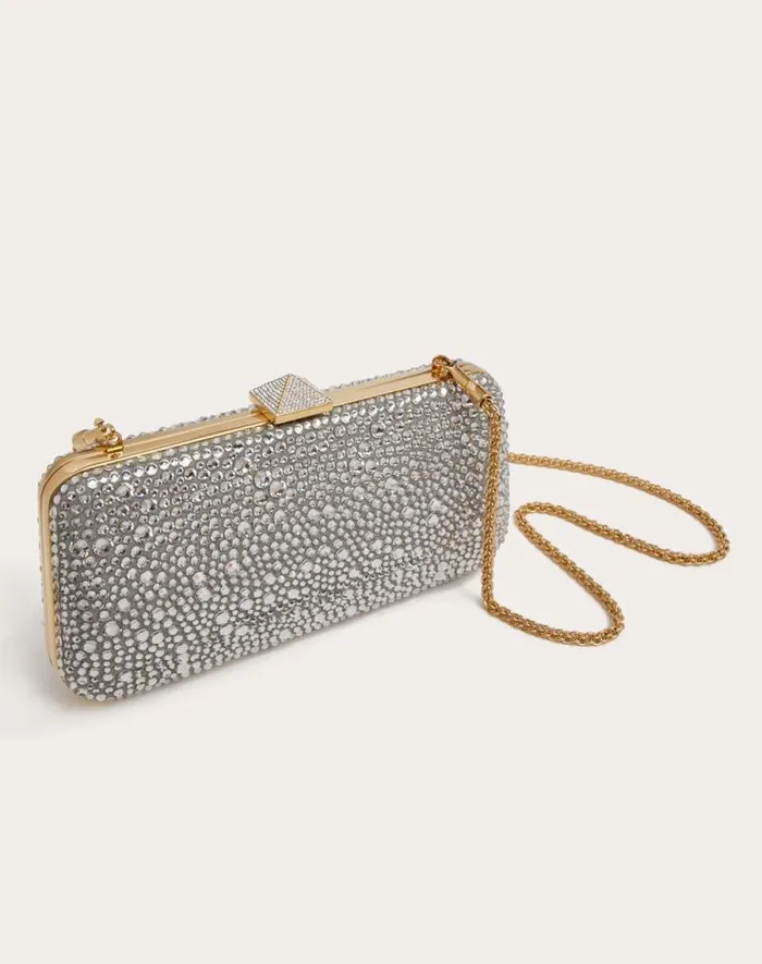 Valentino Mini Bags Woman Carry Secrets Rhinestone Minaudiere For Woman In Beigecrystal Beigecrystal Valentino Mini Bags Woman Carry Secrets Rhinestone Minaudiere For Woman In Beigecrystal Beigecrystal