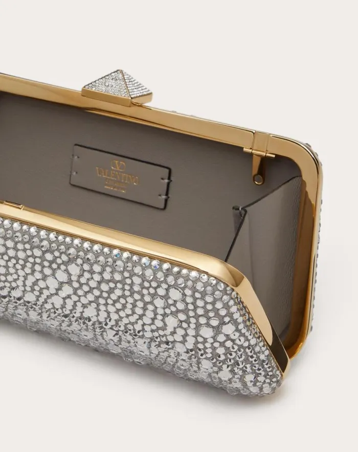 Valentino Mini Bags Woman Carry Secrets Rhinestone Minaudiere For Woman In Beigecrystal Beigecrystal Valentino Mini Bags Woman Carry Secrets Rhinestone Minaudiere For Woman In Beigecrystal Beigecrystal